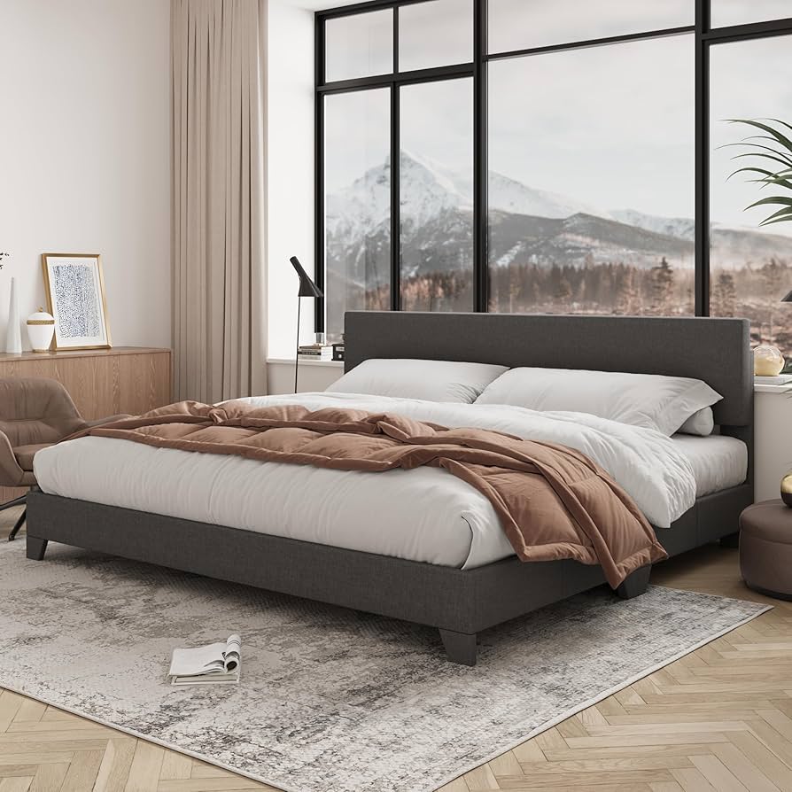 ベッドフレーム bed frame with mattress VECELO Bed Frame White Metal Frame Full Size Platform Bed